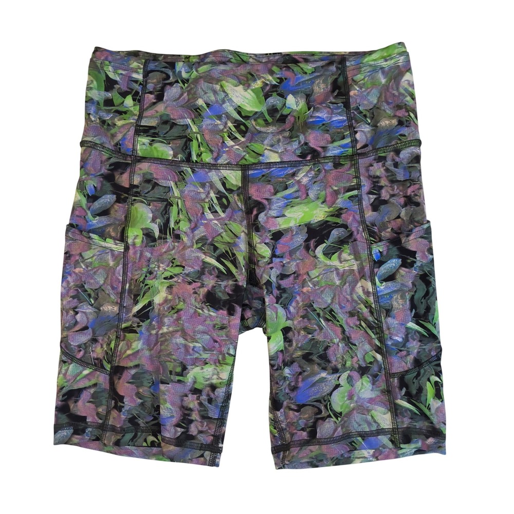 Lululemon Fast & Free High Rise Biker Shorts 5 Pocket Multicolor Floral Womens 6